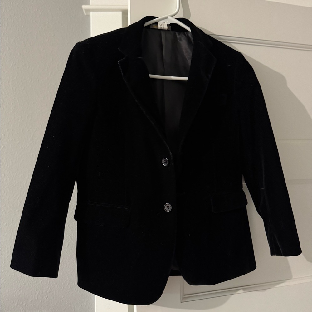 Classic Black Boys Velvet Blazer